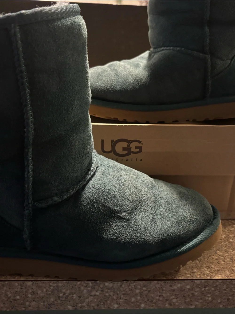 UGG Classic Short Boots Teal with Tan Sole